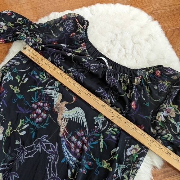 ALICE + OLIVIA Zia mythical garden kaftan crane bird floral print dress - Picture 10 of 15